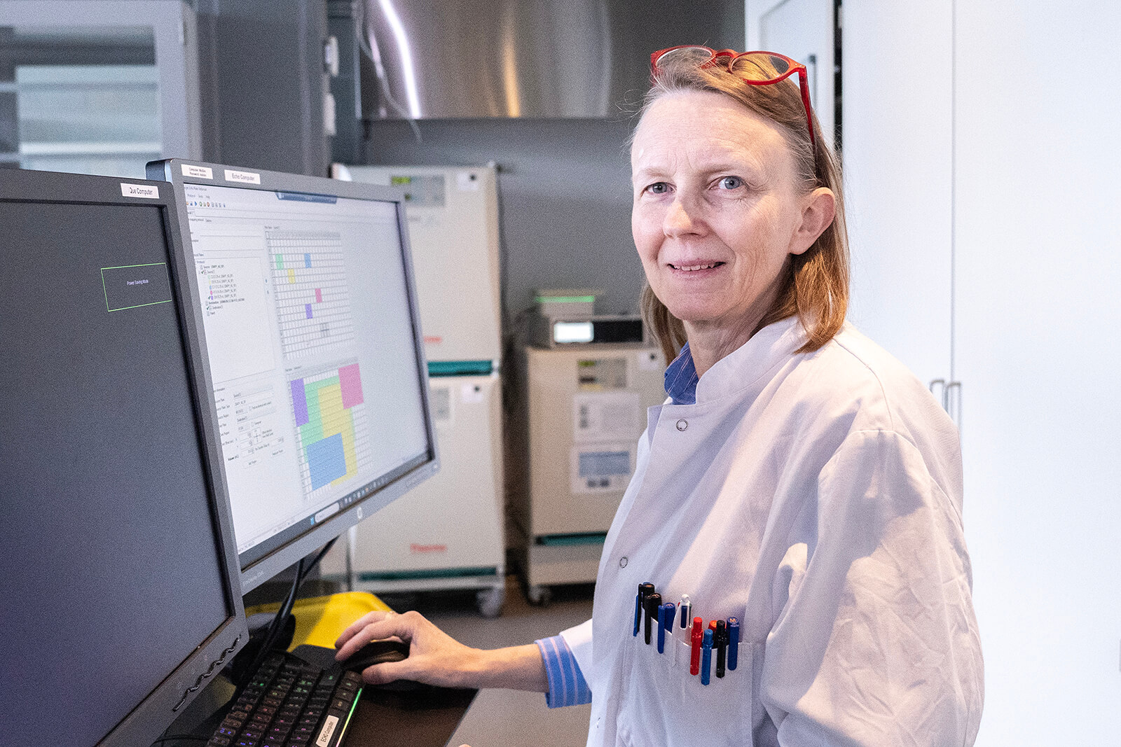 Sandra Gordon in the High-Content CRISPR Screens lab. Photo: University of Copenhagen